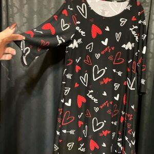 Valentines 💘 St. John's Bay Black Dress with Red and White Heart Print